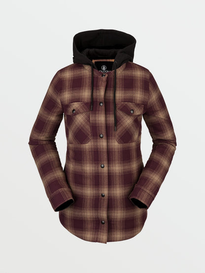 Hooded Flannel Jacket - MERLOT