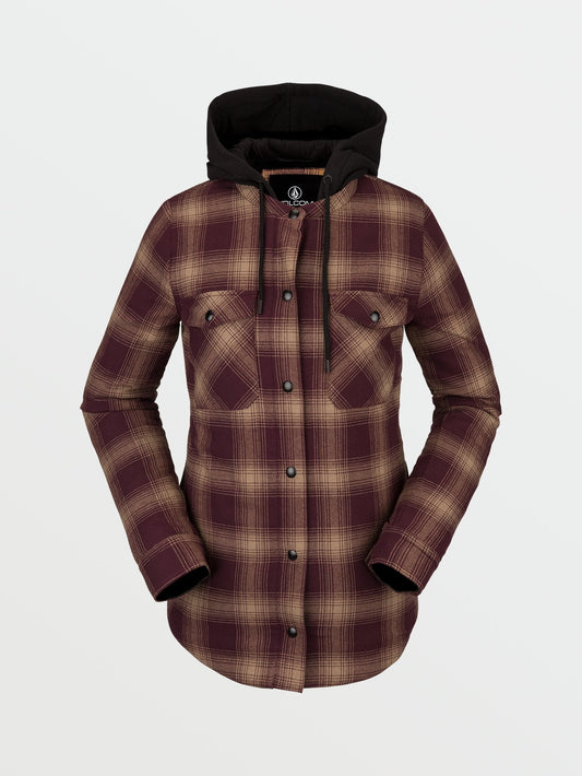 Hooded Flannel Jacket - MERLOT