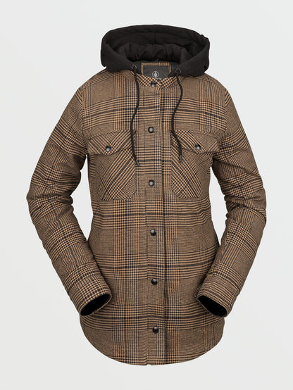 Hooded Flannel Jacket - Caramel