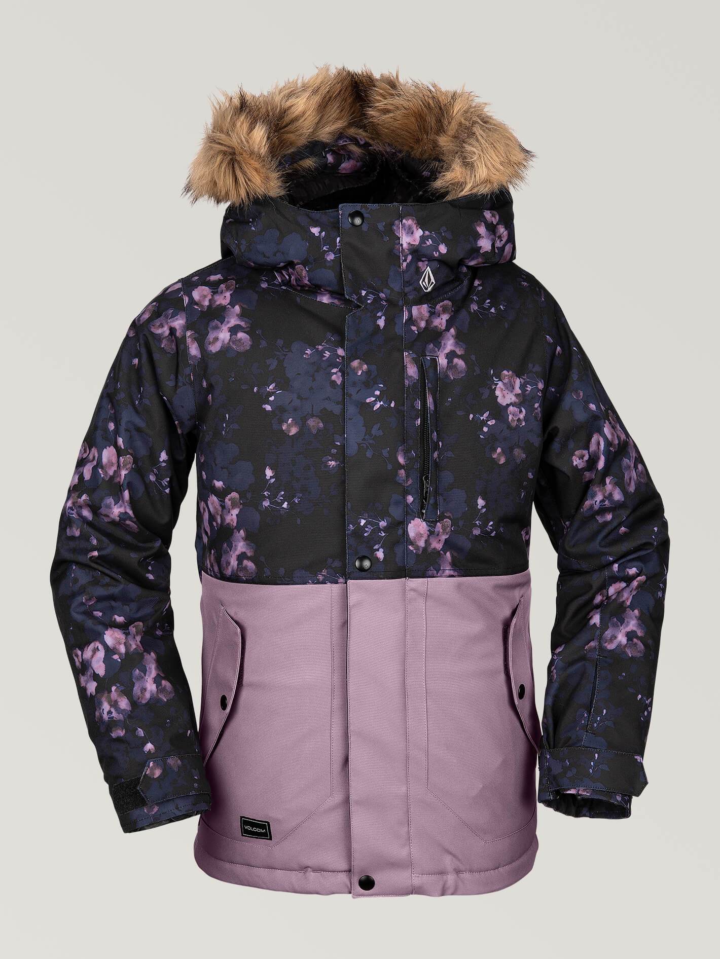 Big Girls  So Minty Insulated Jacket - Black Floral Print