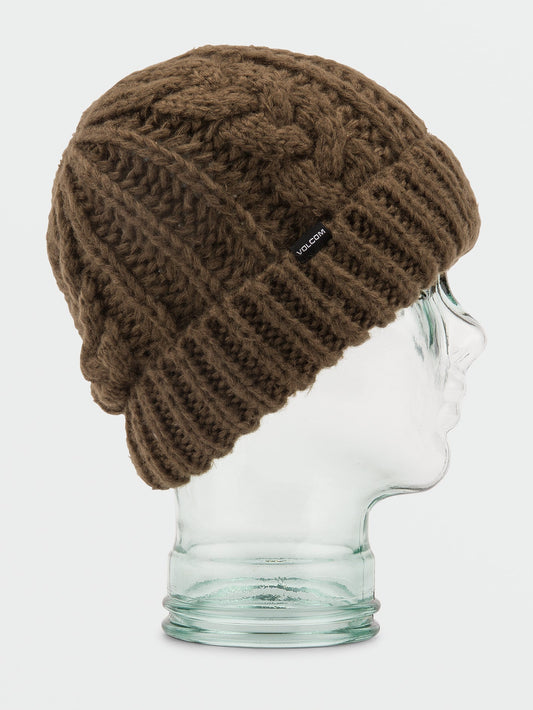 Cable Hand Knit Beanie - Dark Teak