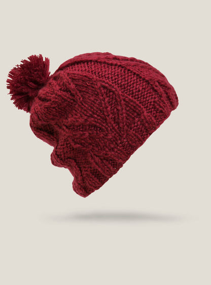 Leaf Beanie - Deep Red