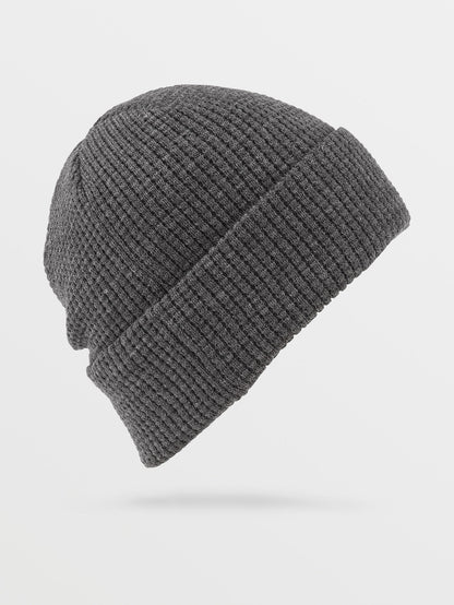 Waffle Patch Beanie - DARK GREY