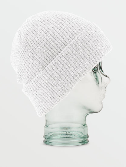 Waffle Patch Beanie - WHITE