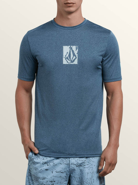 Lido Pixel Heather Short Sleeve Rashguard - Deep Blue