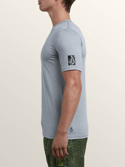 Lido Pixel Heather Short Sleeve Rashguard - Pewter