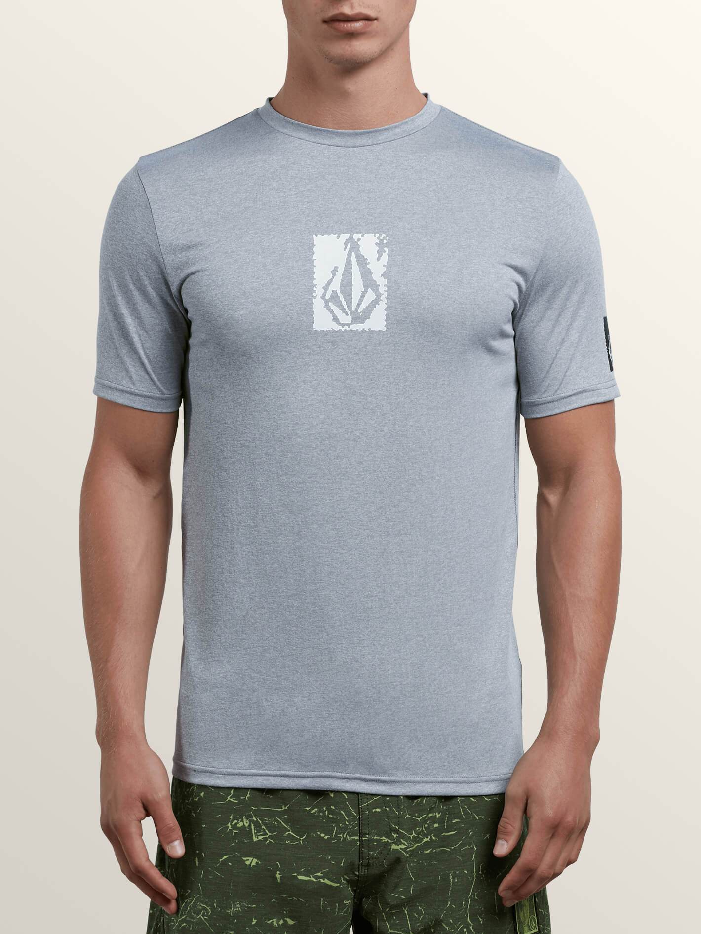 Lido Pixel Heather Short Sleeve Rashguard - Pewter