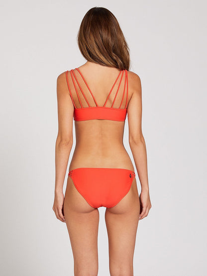 Simply Solid Vneck Bikini Top - ELECTRIC CORAL