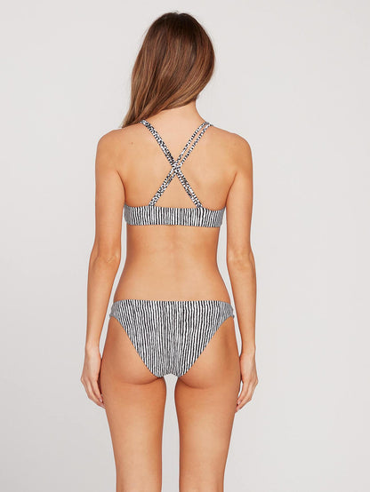 Stripe Away Vneck Bikini Top - White