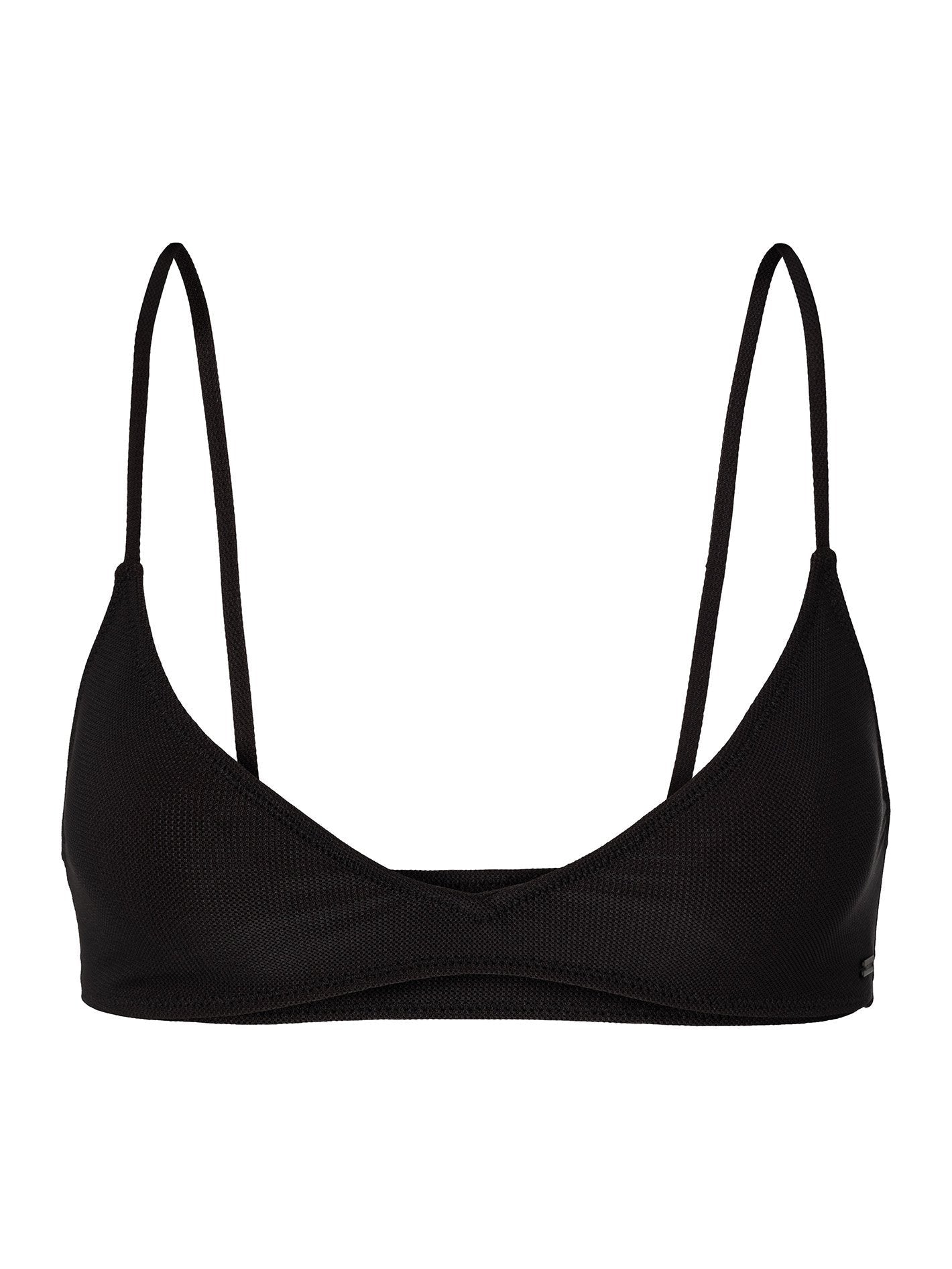 Simply Mesh Vneck Bikini Top - Black