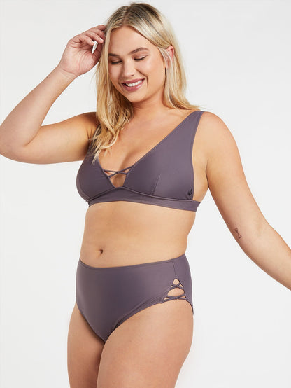 Simply Solid Halter Bikini Top - Steel Purple