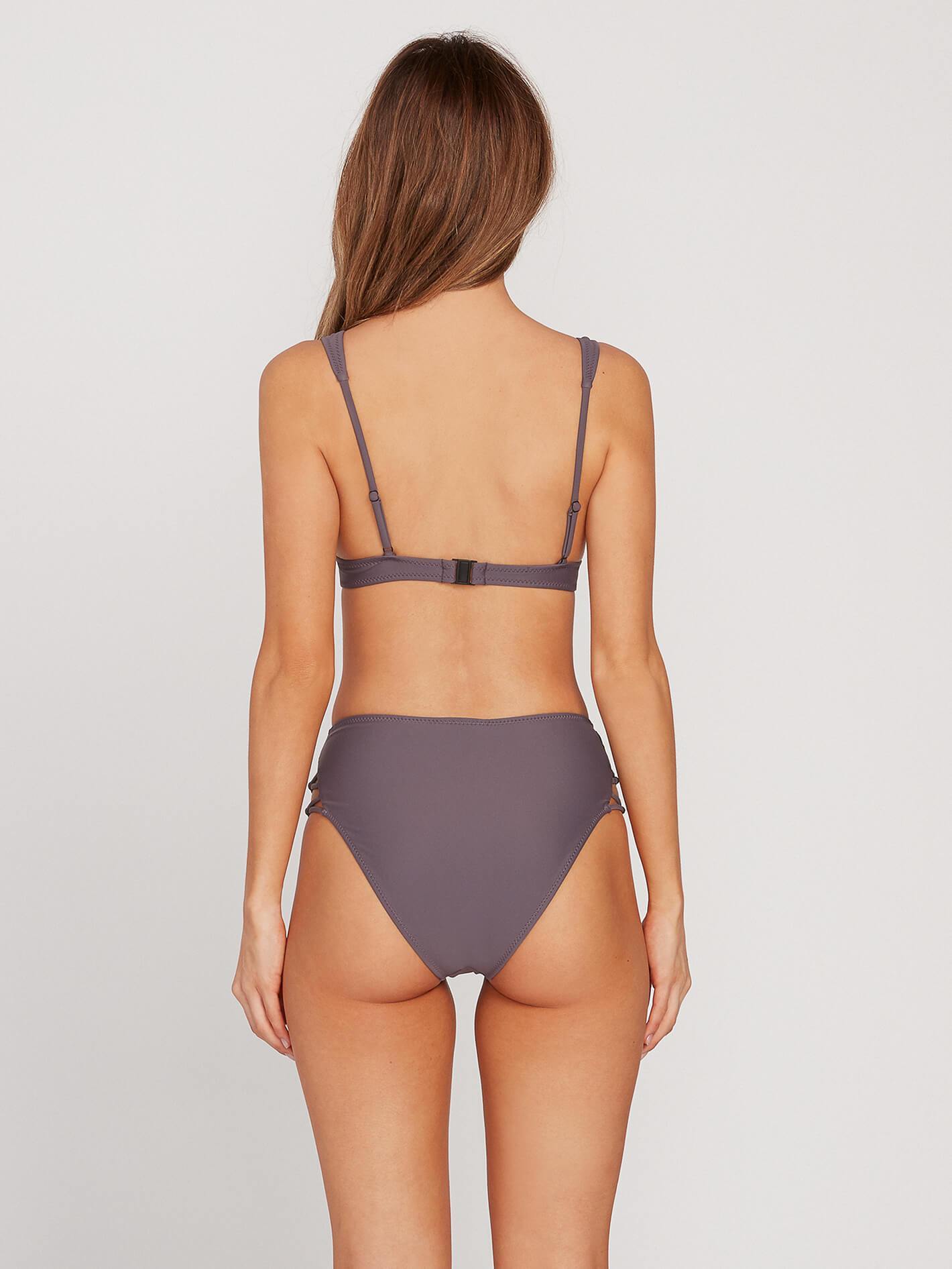 Simply Solid Halter Bikini Top - Steel Purple