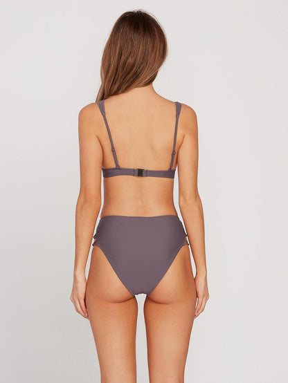 Simply Solid Halter Bikini Top - Steel Purple