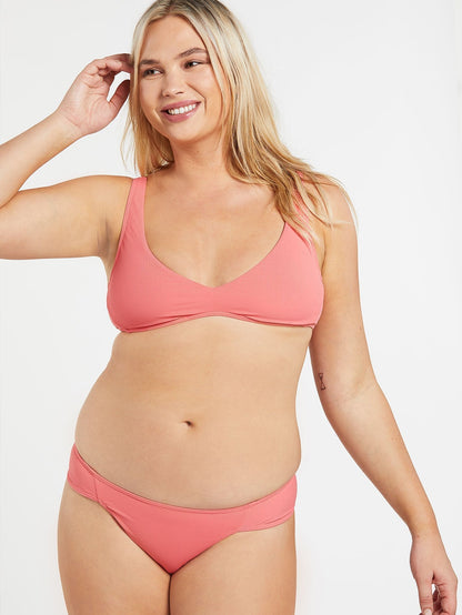 Simply Rib Cheeky Bikini Bottom - Reef Pink