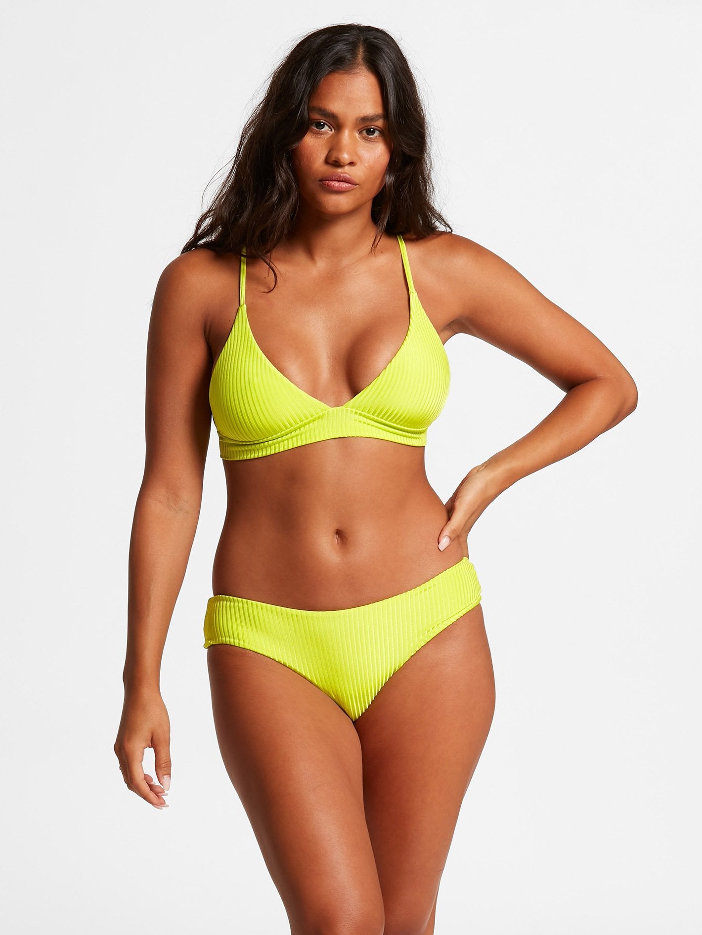Simply Rib Cheeky Bikini Bottom - Lime