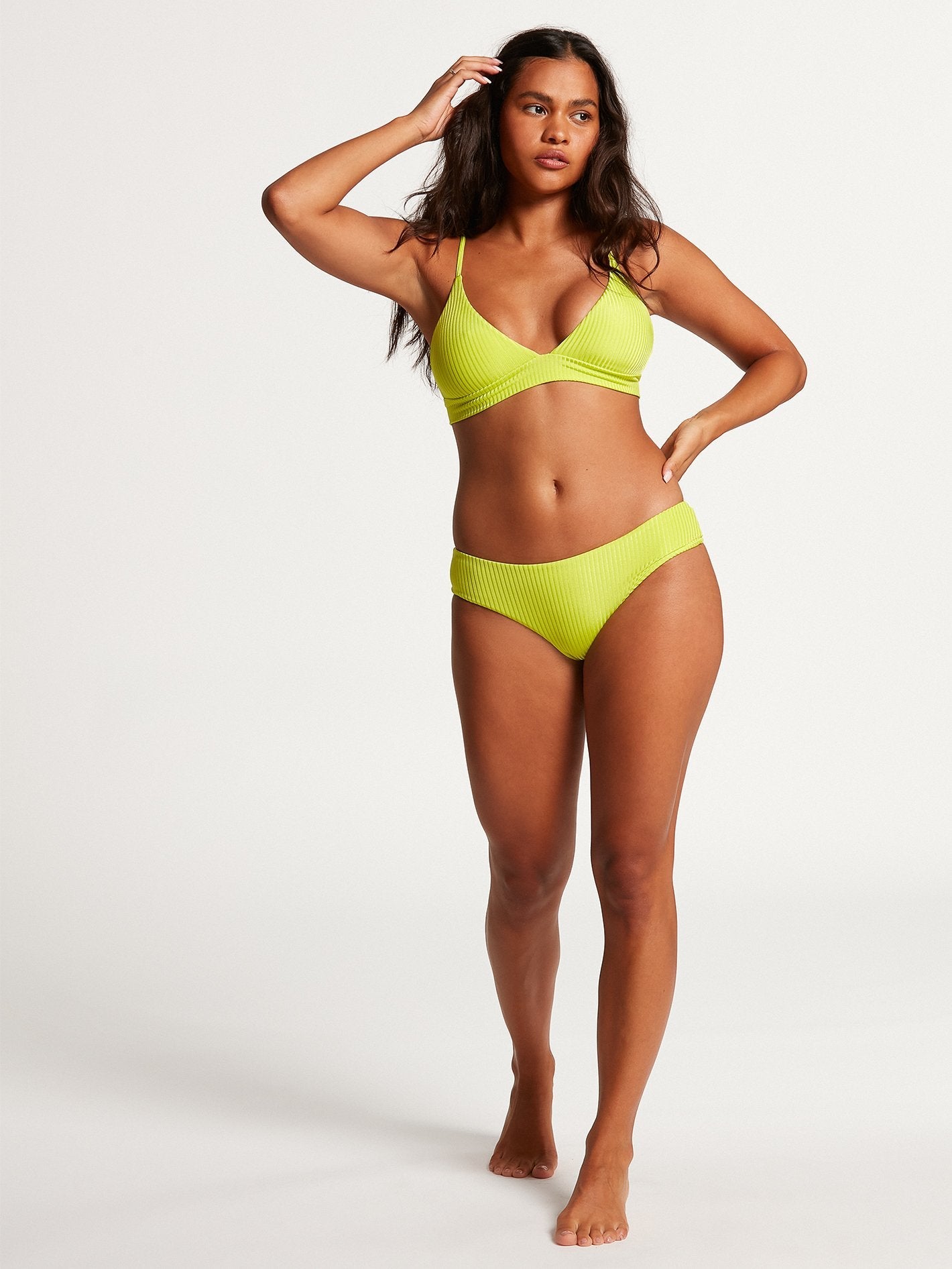 Simply Rib Cheeky Bikini Bottom - Lime