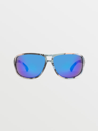 Stoke Skulls Sunglasses (Blue Mirror Lens) - SULPHUR