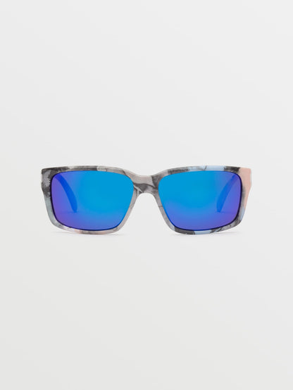 Stoneage Skulls Sunglasses (Blue Mirror Lens) - SULPHUR