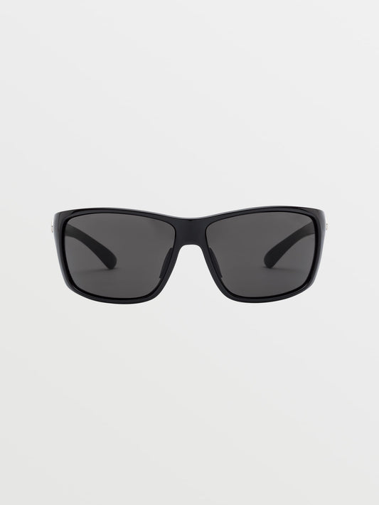 Roll Gloss Black Sunglasses (Gray Lens) - GRAY