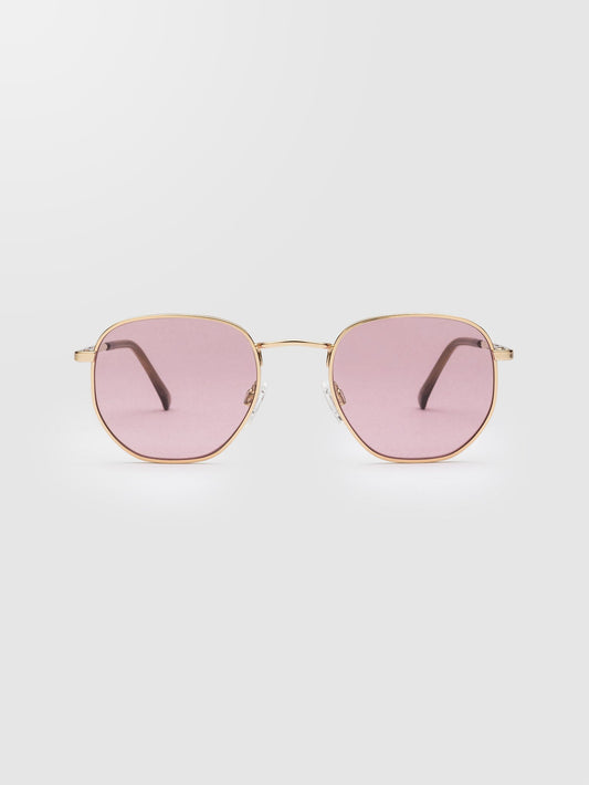 Happening Gloss Gold Sunglasses (Pink Lens) - PINK