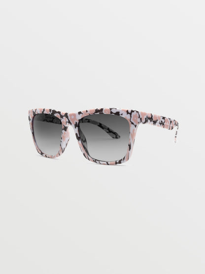 Jewel What's Poppin Sunglasses (Gray Gradient Lens) - WHITE PRINT