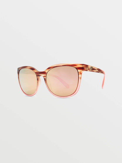 Garden Gloss Pink Tort Sunglasses (Bronze Champagne Lens) - BRONZE CHAMPAGNE CHROME