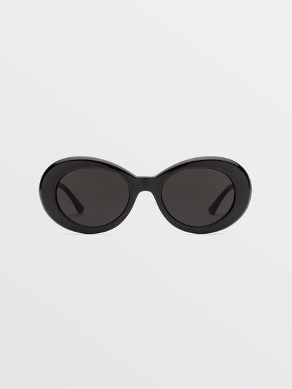 Stoned Gloss Black Sunglasses (Gray Lens) - GRAY