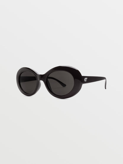 Stoned Gloss Black Sunglasses (Gray Lens) - GRAY