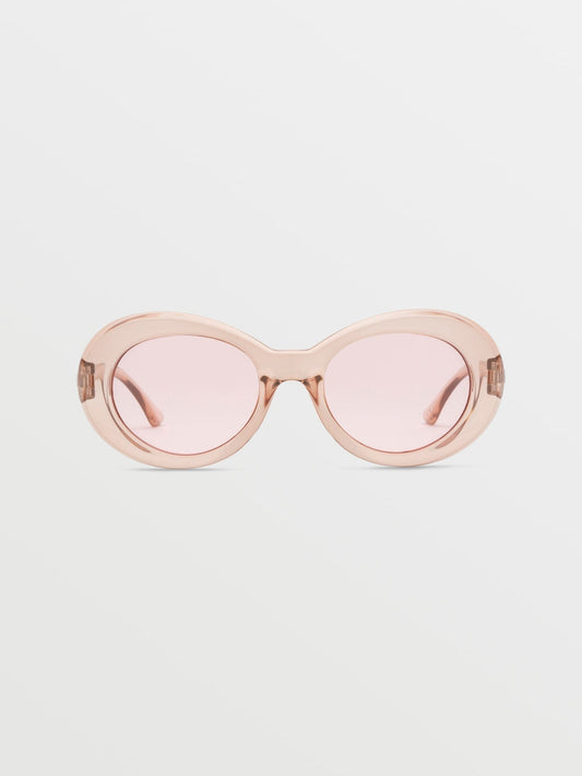 Stoned Gloss Quail Feather Sunglasses (Pink Lens) - FEATHER GREY