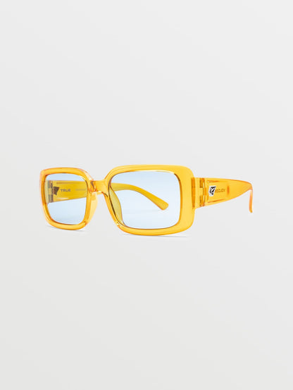 True Gloss Mustard Sunglasses (Blue Lens) - MUSTARD