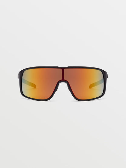 Macho Matte Black Sunglasses (Gray Red Lens) - GRAY RED CHROME