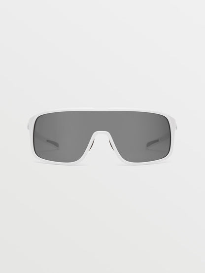 Macho Gloss White Sunglasses (Silver Mirror Lens) - WHITE