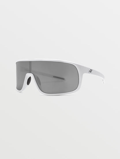 Macho Gloss White Sunglasses (Silver Mirror Lens) - WHITE