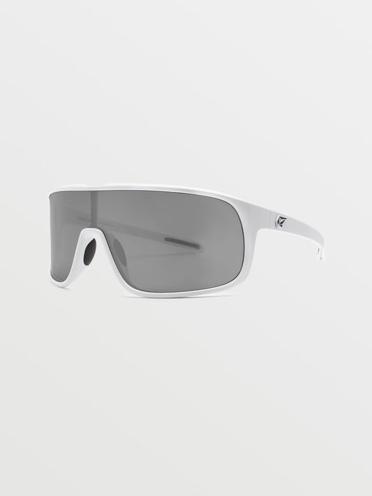 Macho Gloss White Sunglasses (Silver Mirror Lens) - WHITE