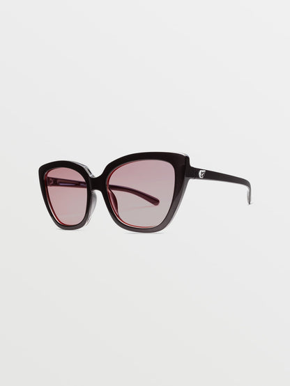 Milli Gloss Black Sunglasses (Light Rose Lens) - BLACK
