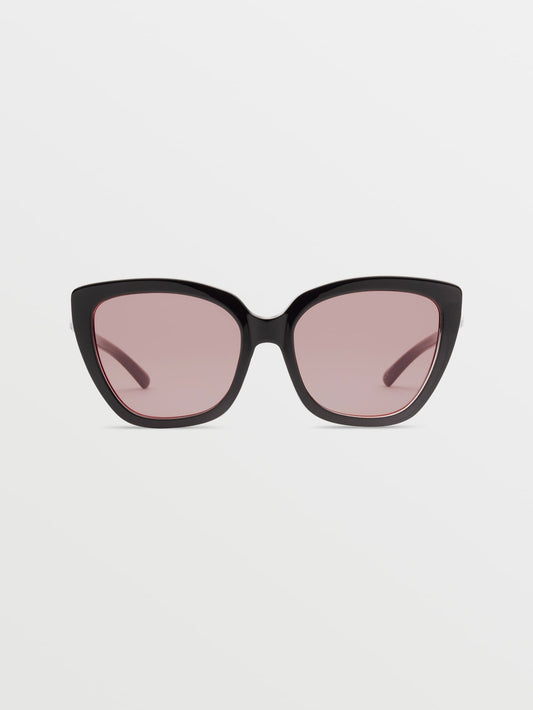 Milli Gloss Black Sunglasses (Light Rose Lens) - BLACK