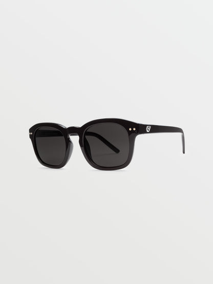 Earth Tripper Gloss Black Sunglasses (Gray Lens) - BLACK