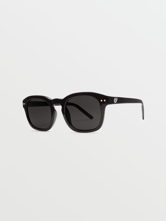 Earth Tripper Gloss Black Sunglasses (Gray Lens) - BLACK