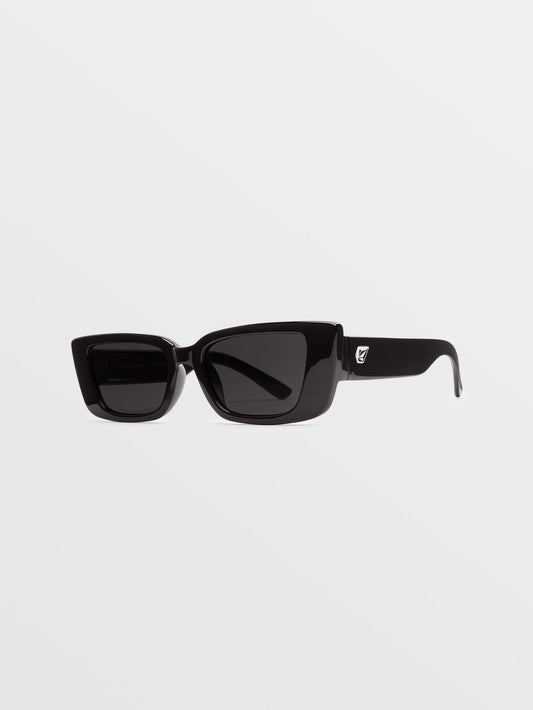 Strange Land Gloss Black Sunglasses (Gray Lens) - BLACK