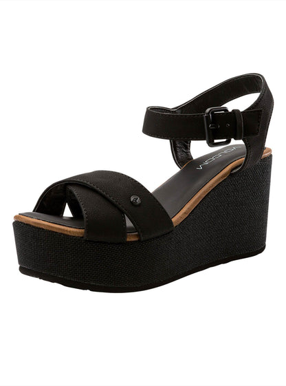 Stone Platform Sandals - Black