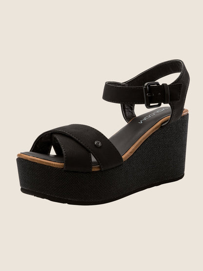 Stone Platform Sandals - Black