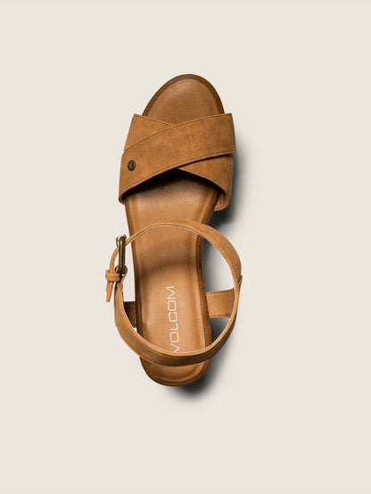 Stone Platform Sandals - Cognac